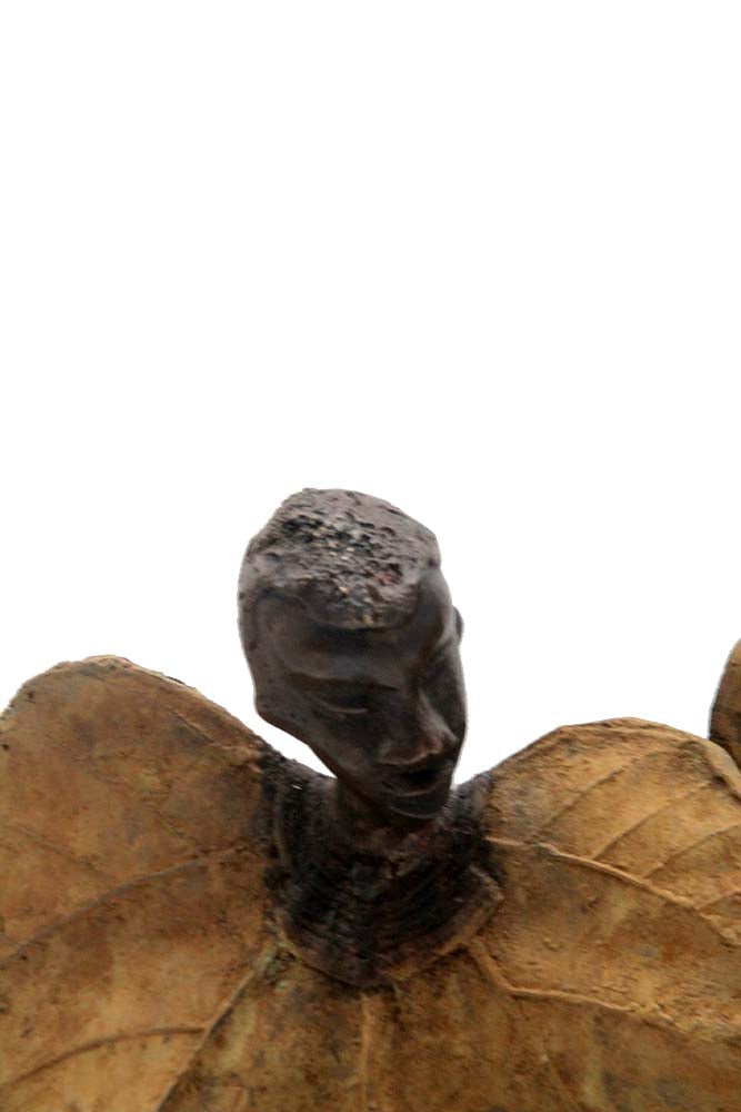 Bronze Feuille triple 45 cm marron n°2 Bronzes d'Afrique