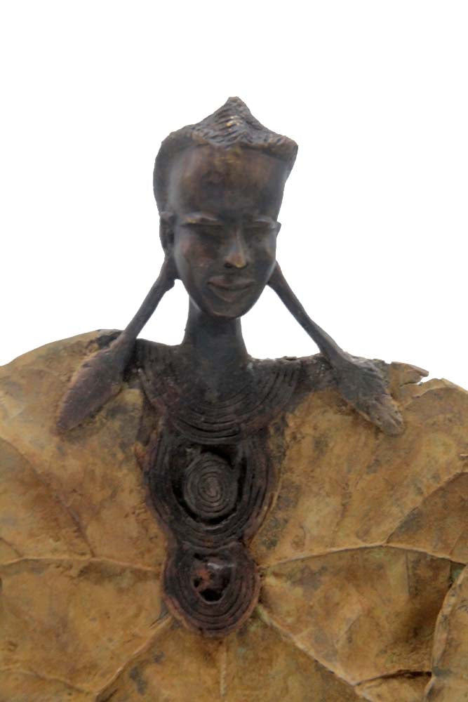 Bronze Feuille triple 45 cm marron n°2 Bronzes d'Afrique