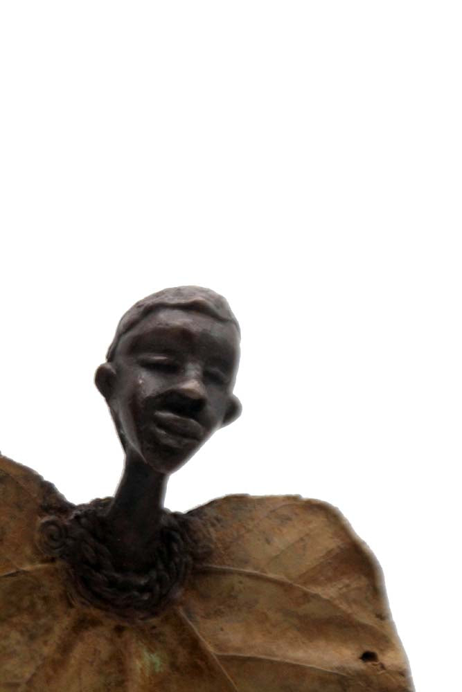 Bronze Feuille triple 45 cm marron n°2 Bronzes d'Afrique