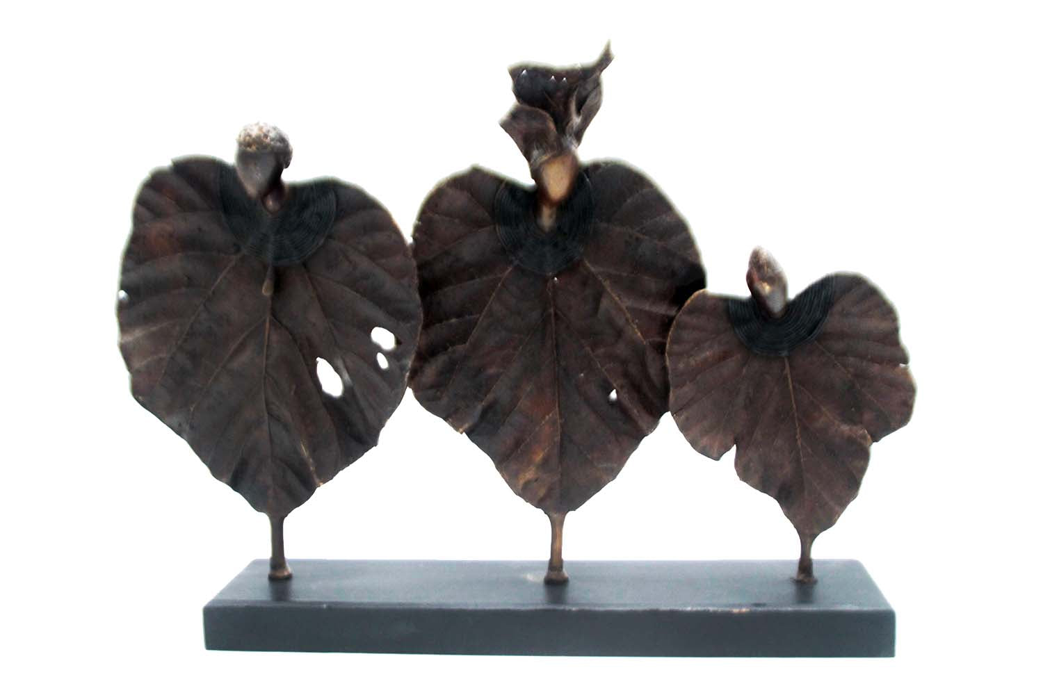 Bronze Feuille triple 45 cm marron n°3 Bronzes d'Afrique
