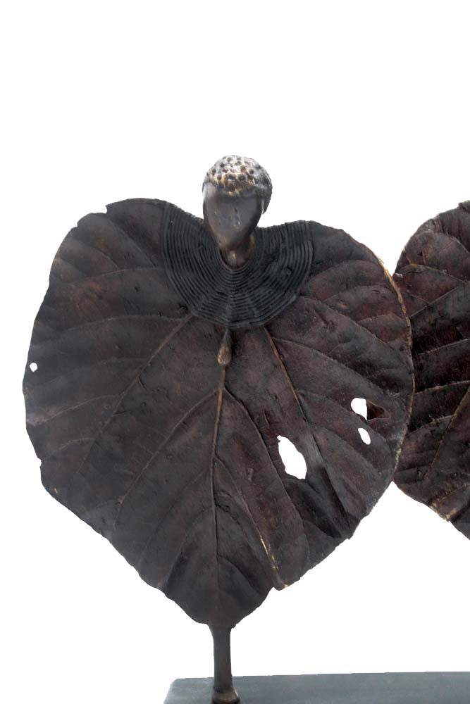 Bronze Feuille triple 45 cm marron n°3 Bronzes d'Afrique
