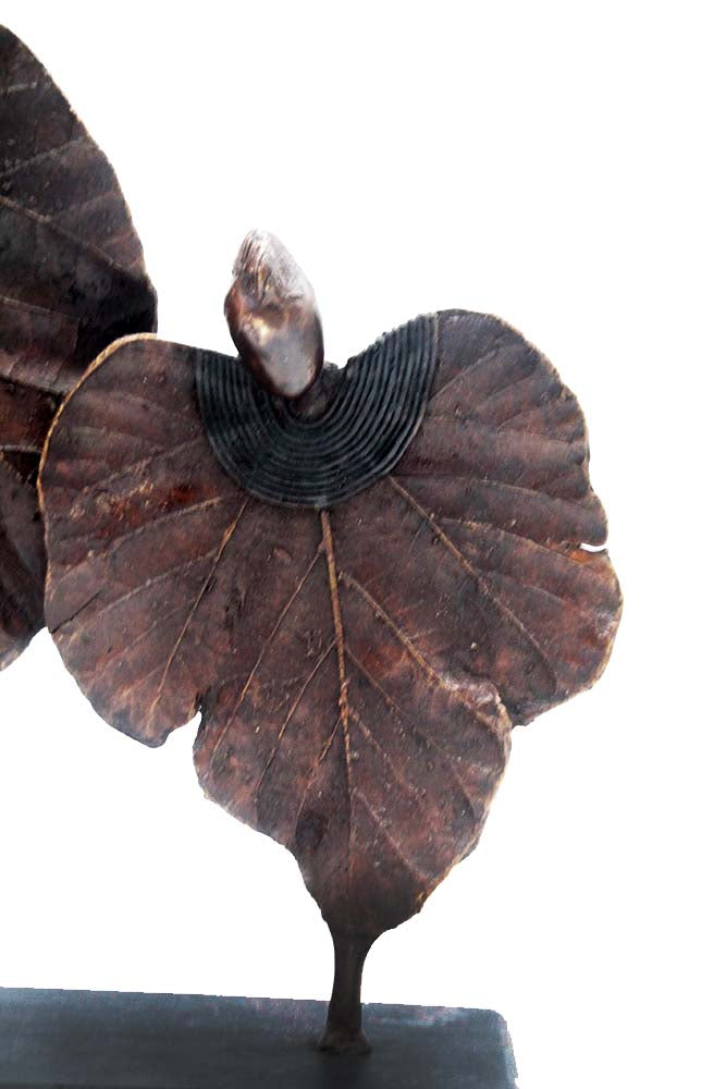 Bronze Feuille triple 45 cm marron n°3 Bronzes d'Afrique
