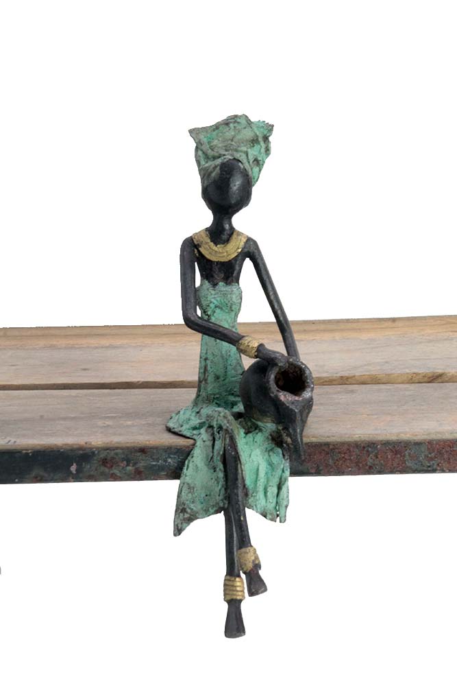 Bronze assis 25 cm vert n°9 Bronzes d'Afrique