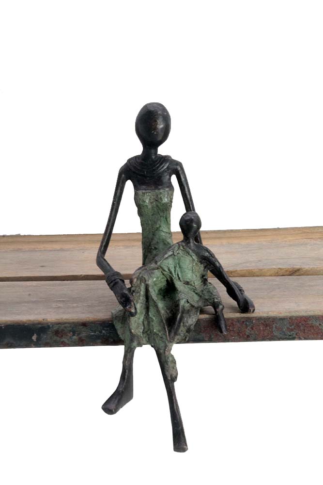 Bronze assis 25 cm vert n°11 Bronzes d'Afrique