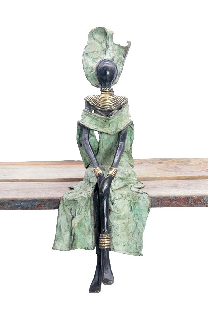 Bronze assis 35 cm vert n°1 Bronzes d'Afrique