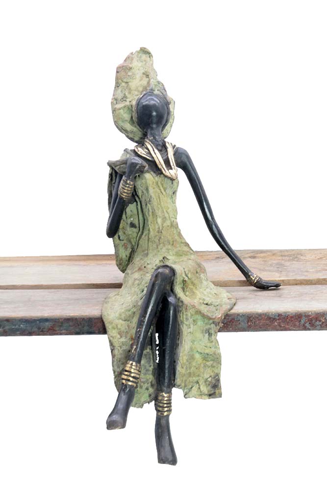 Bronze assis 35 cm vert n°2 Bronzes d'Afrique