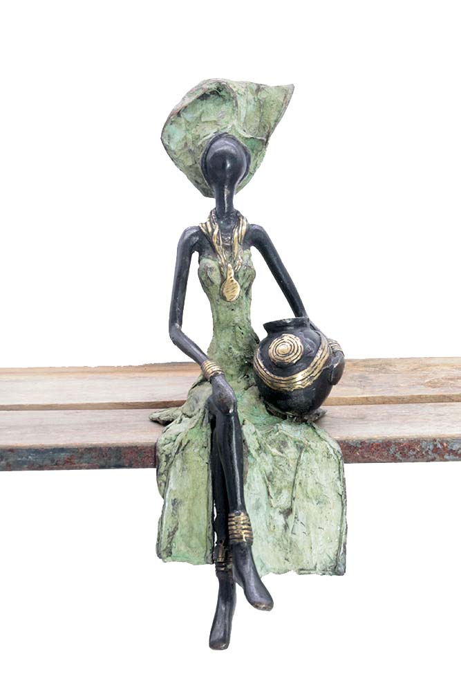 Bronze assis 35 cm vert n°4 Bronzes d'Afrique