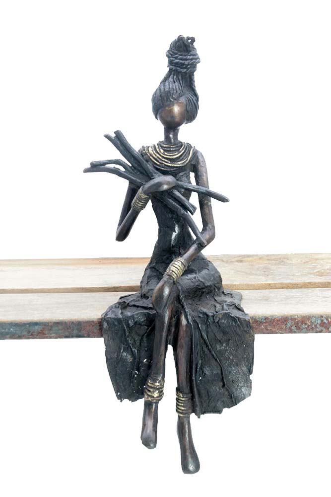 Bronze assis 35 cm noir n°6 Bronzes d'Afrique