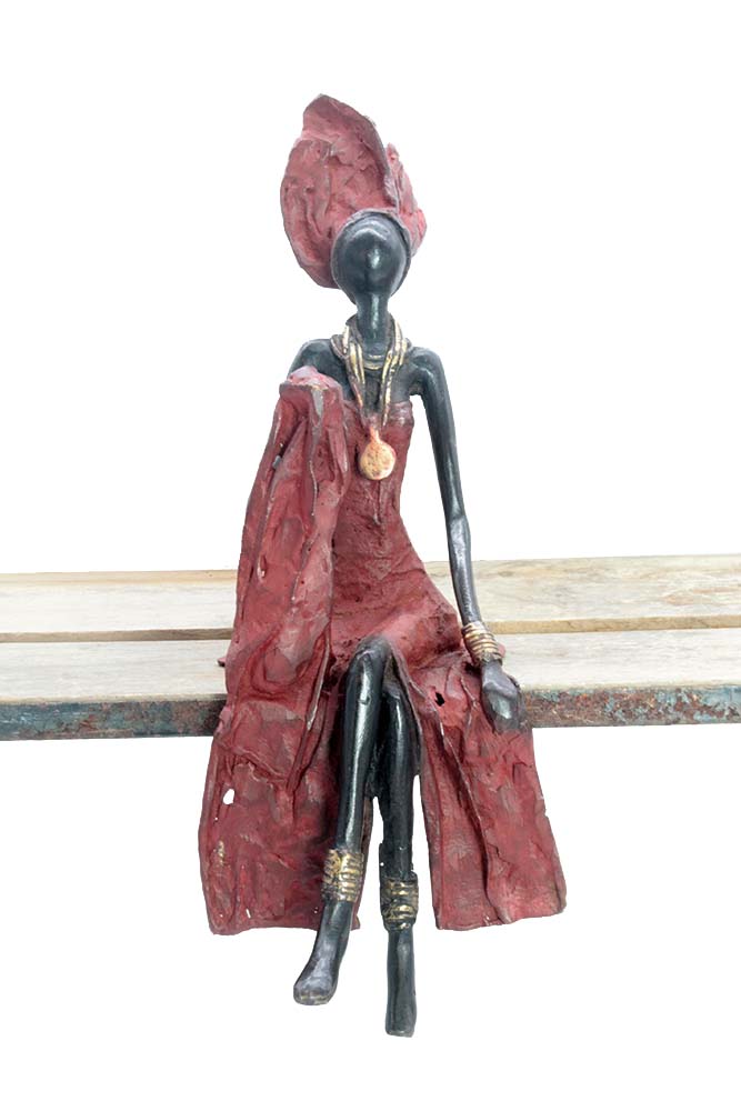Bronze assis 35 cm rouge n°1 Bronzes d'Afrique