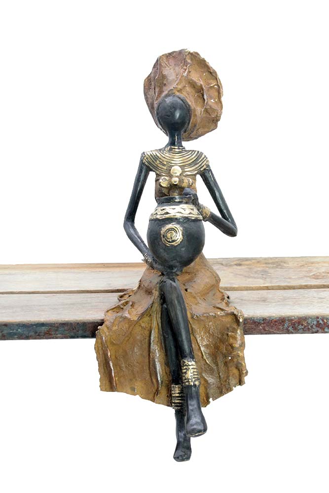 Bronze assis 35 cm marron n°1 Bronzes d'Afrique