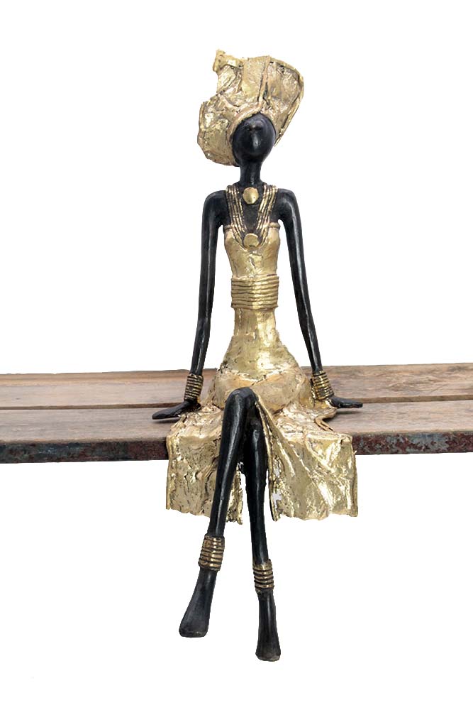 Bronze assis 40 cm doré n°1 Bronzes d'Afrique
