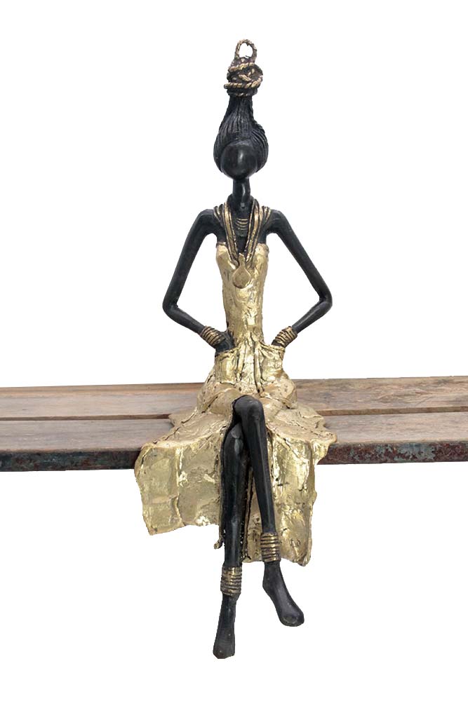 Bronze assis 40 cm doré n°2 Bronzes d'Afrique