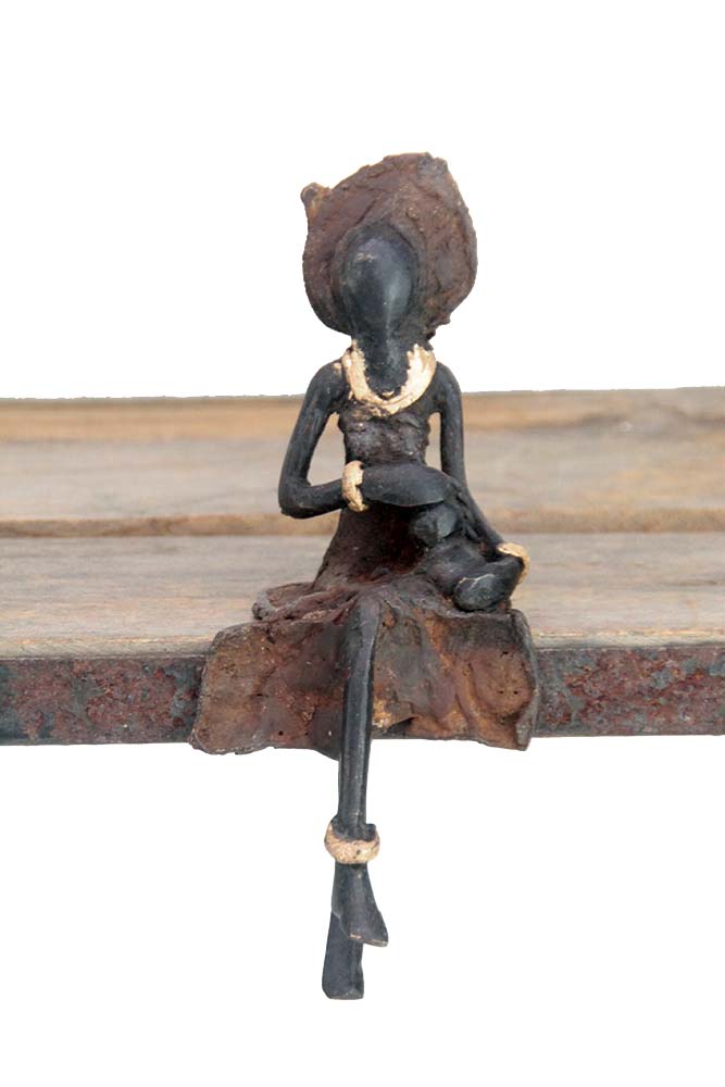 Bronze assis 15 cm marron n°10 Bronzes d'Afrique
