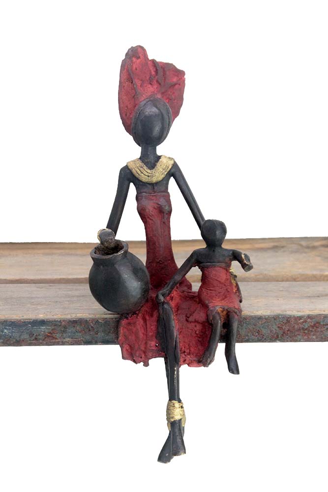 Bronze assis 25 cm rouge n°3 Bronzes d'Afrique