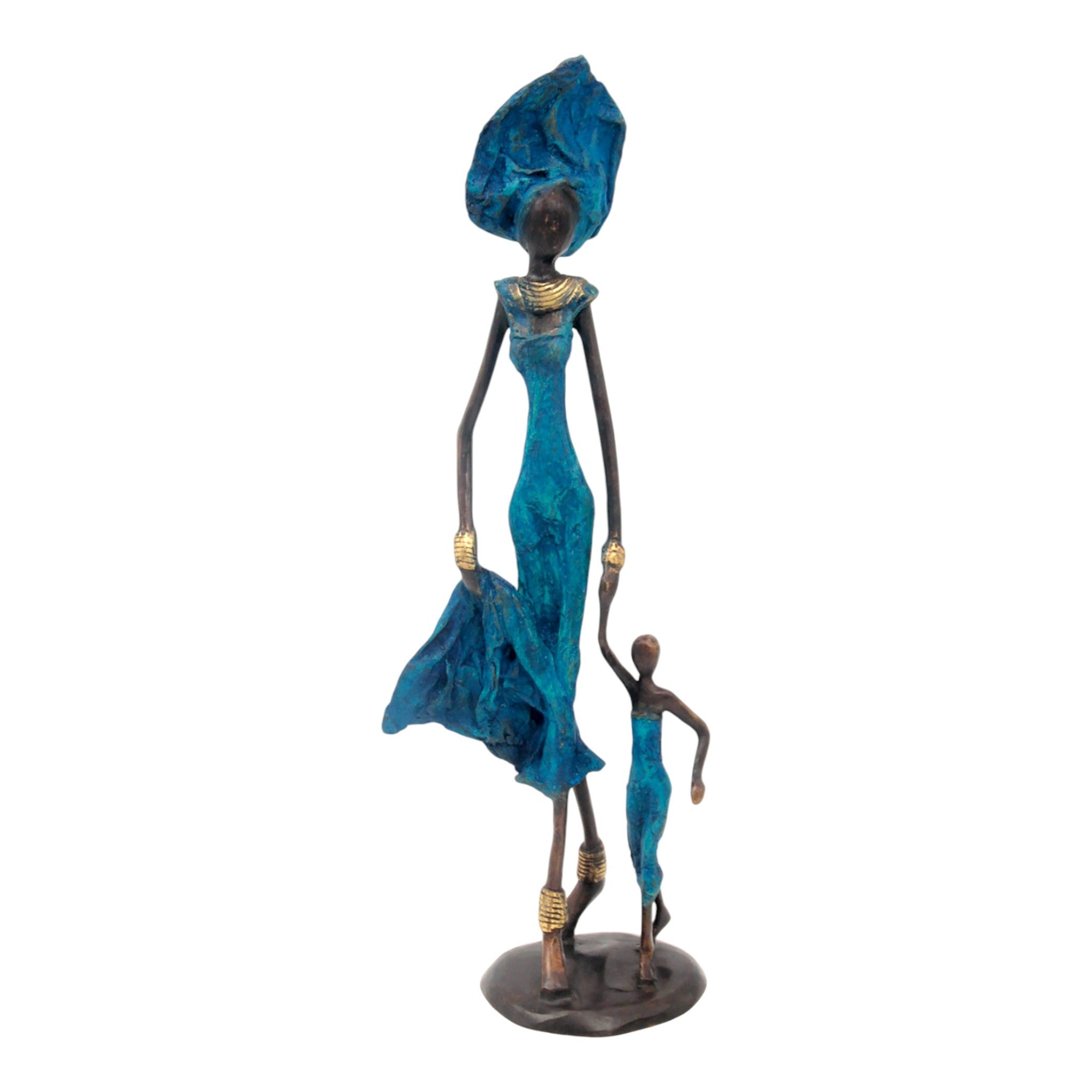 Bronze 35 cm bleu n°16 Bronzes d&#39;Afrique