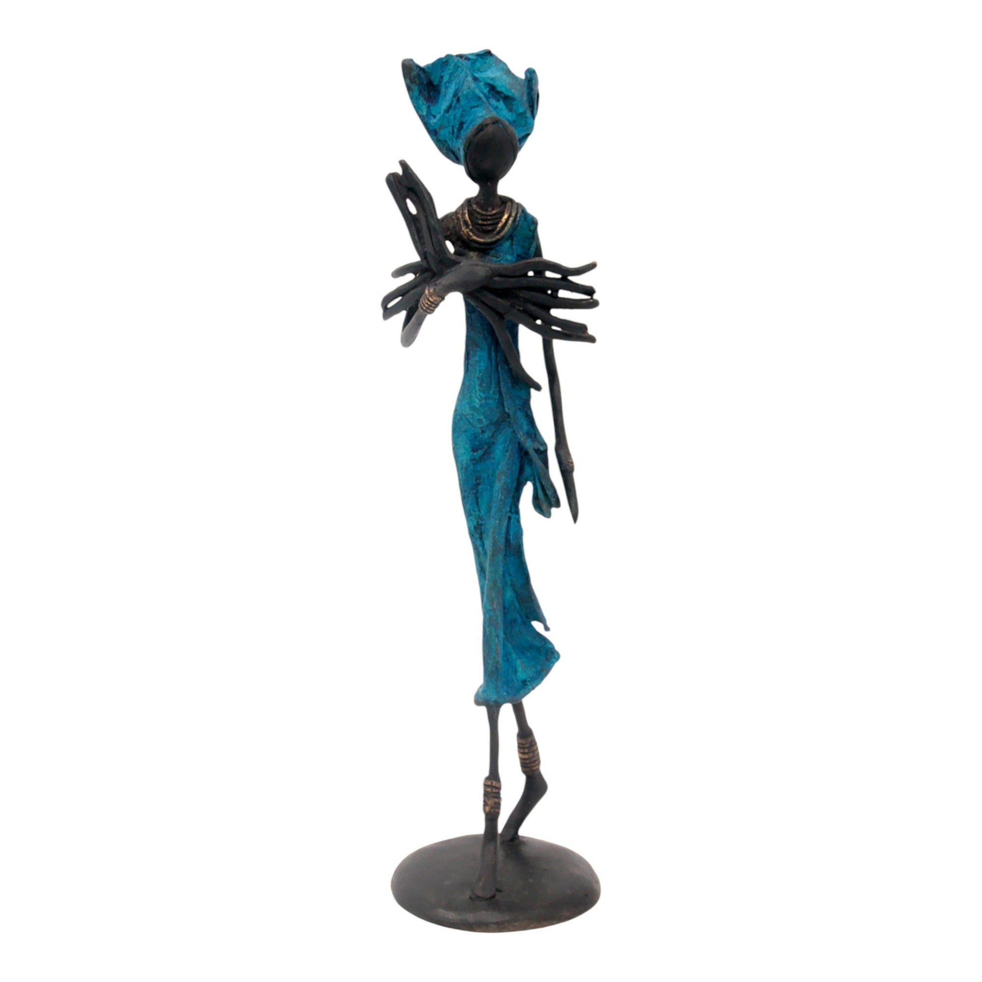 Bronze 35 cm bleu n°17 Bronzes d&#39;Afrique