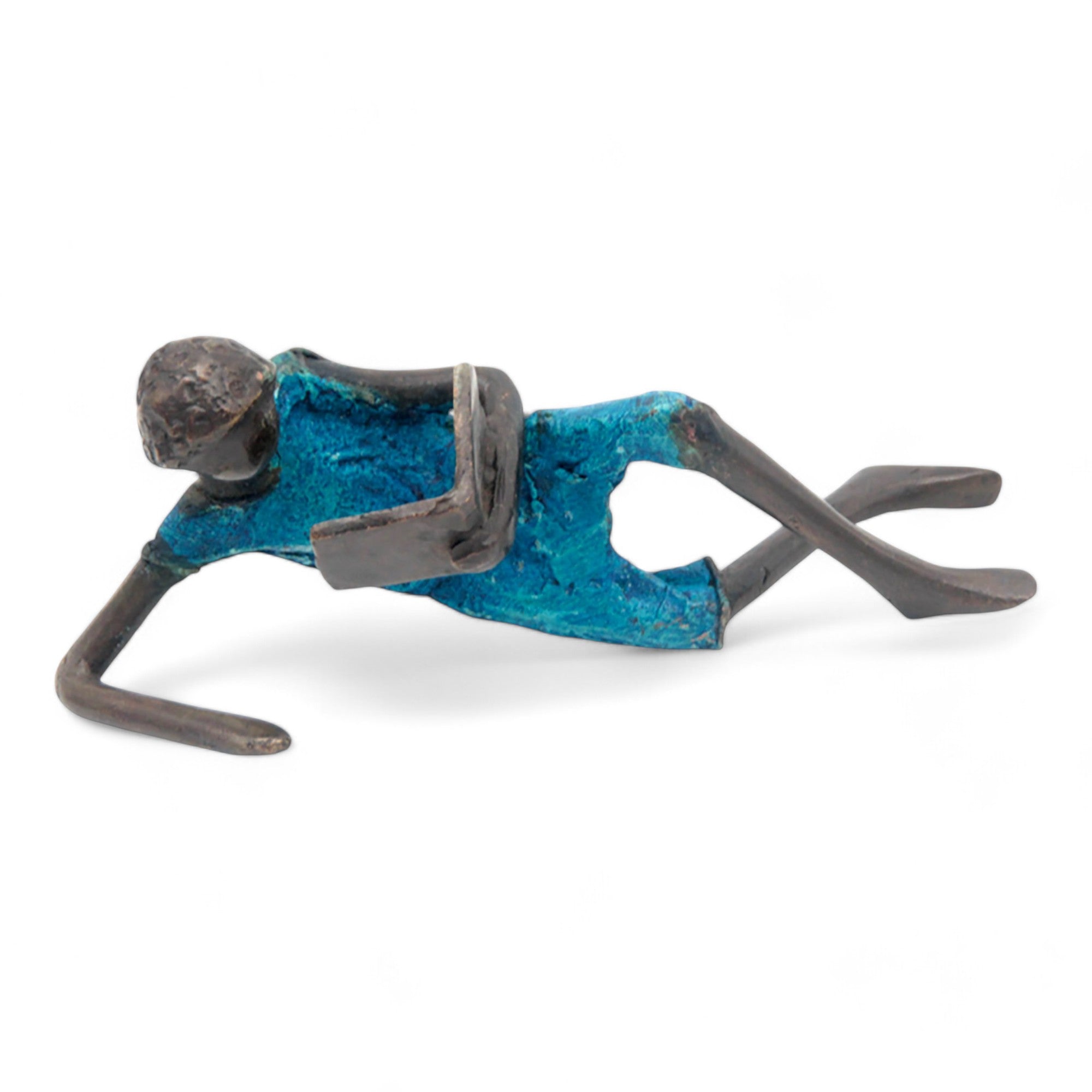 Bronze allongé 20 cm bleu n°10 Bronzes d&#39;Afrique