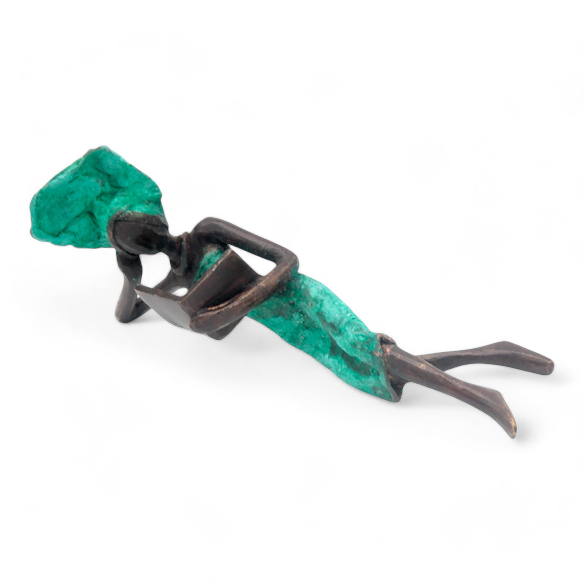 Bronze allongé 20 cm turquoise n°8 Bronzes d&#39;Afrique