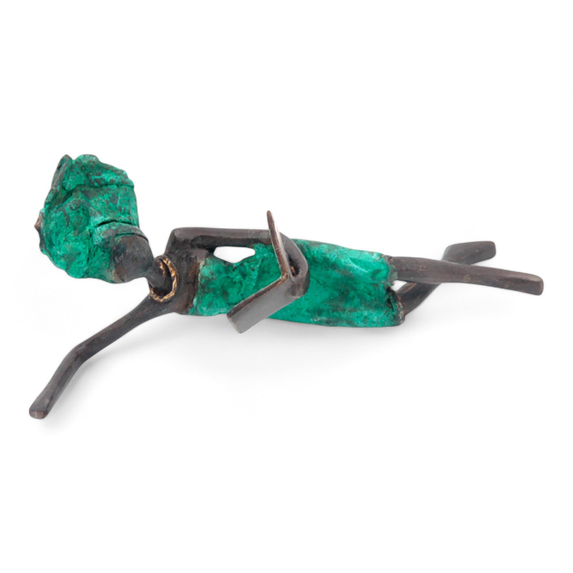 Bronze allongé 20 cm turquoise n°12 Bronzes d&#39;Afrique