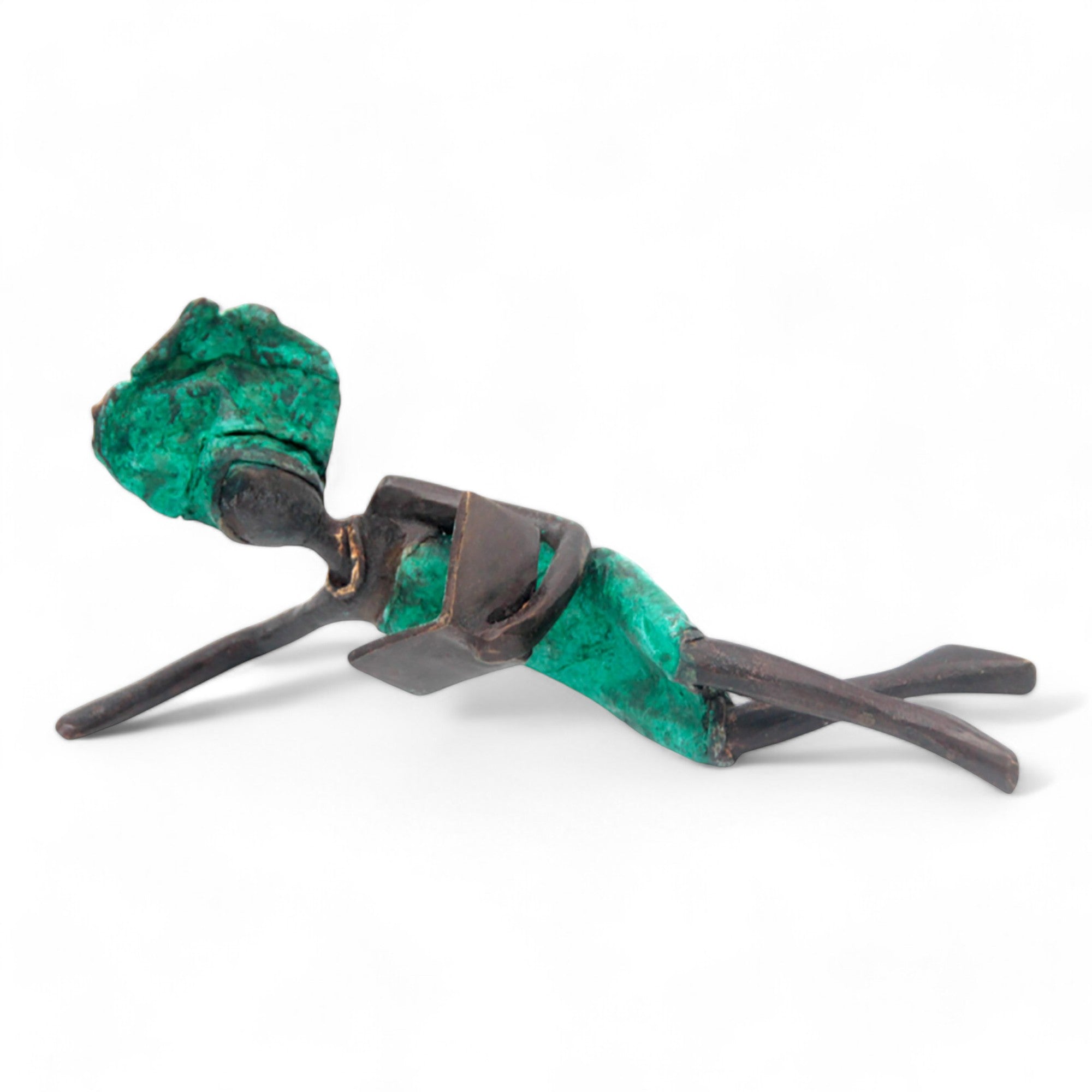 Bronze allongé 20 cm turquoise n°12 Bronzes d&#39;Afrique