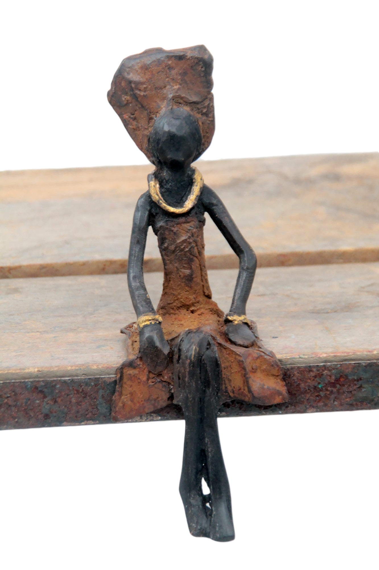 Bronze assis 15 cm marron n°15 Bronzes d&#39;Afrique