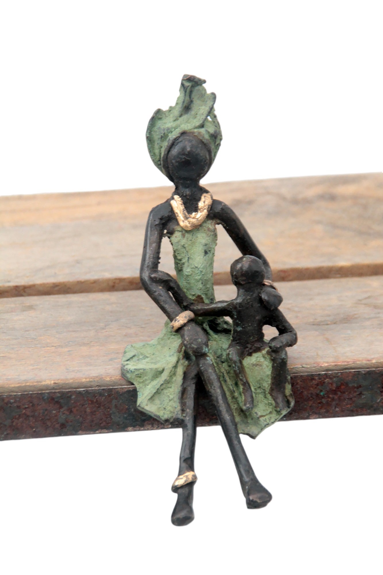 Bronze assis 15 cm vert n°5 Bronzes d&#39;Afrique