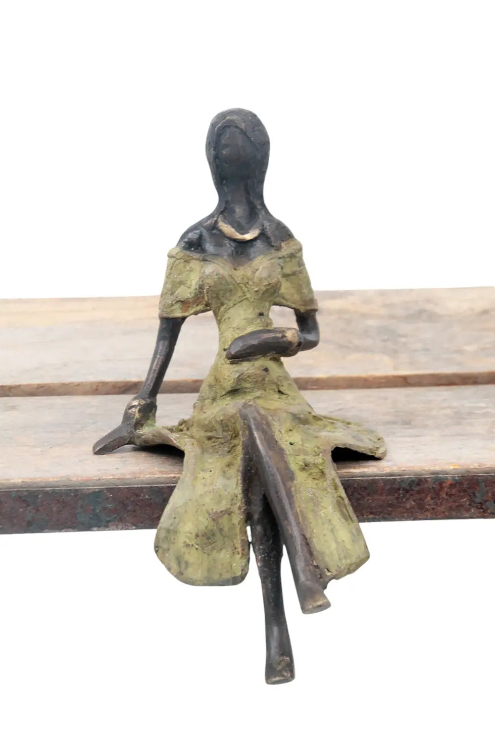 Bronze assis 25 cm vert n°1 Bronzes d&#39;Afrique