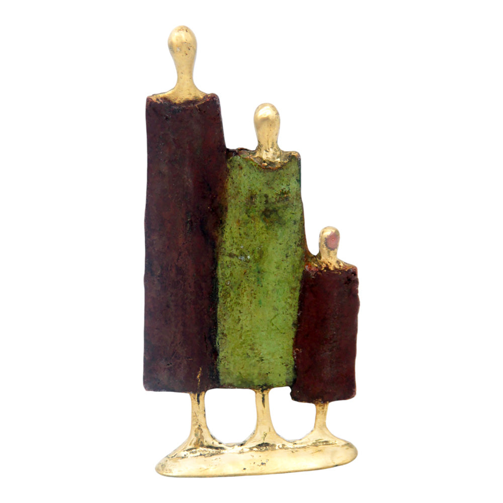 Famille 3 personnages marron & vert n°1 Bronzes d'Afrique