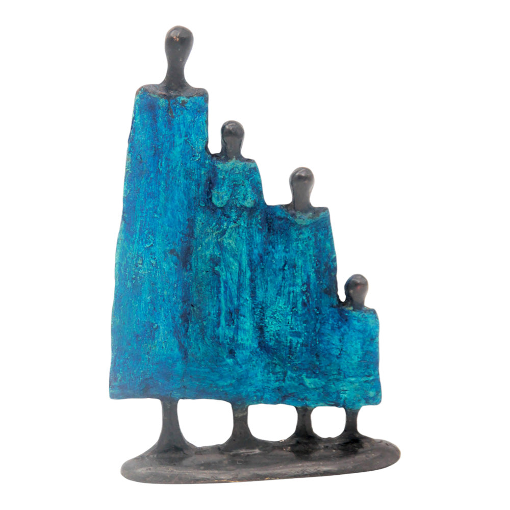 Bronze famille à 4 20 cm bleu n°2 Bronzes d'Afrique