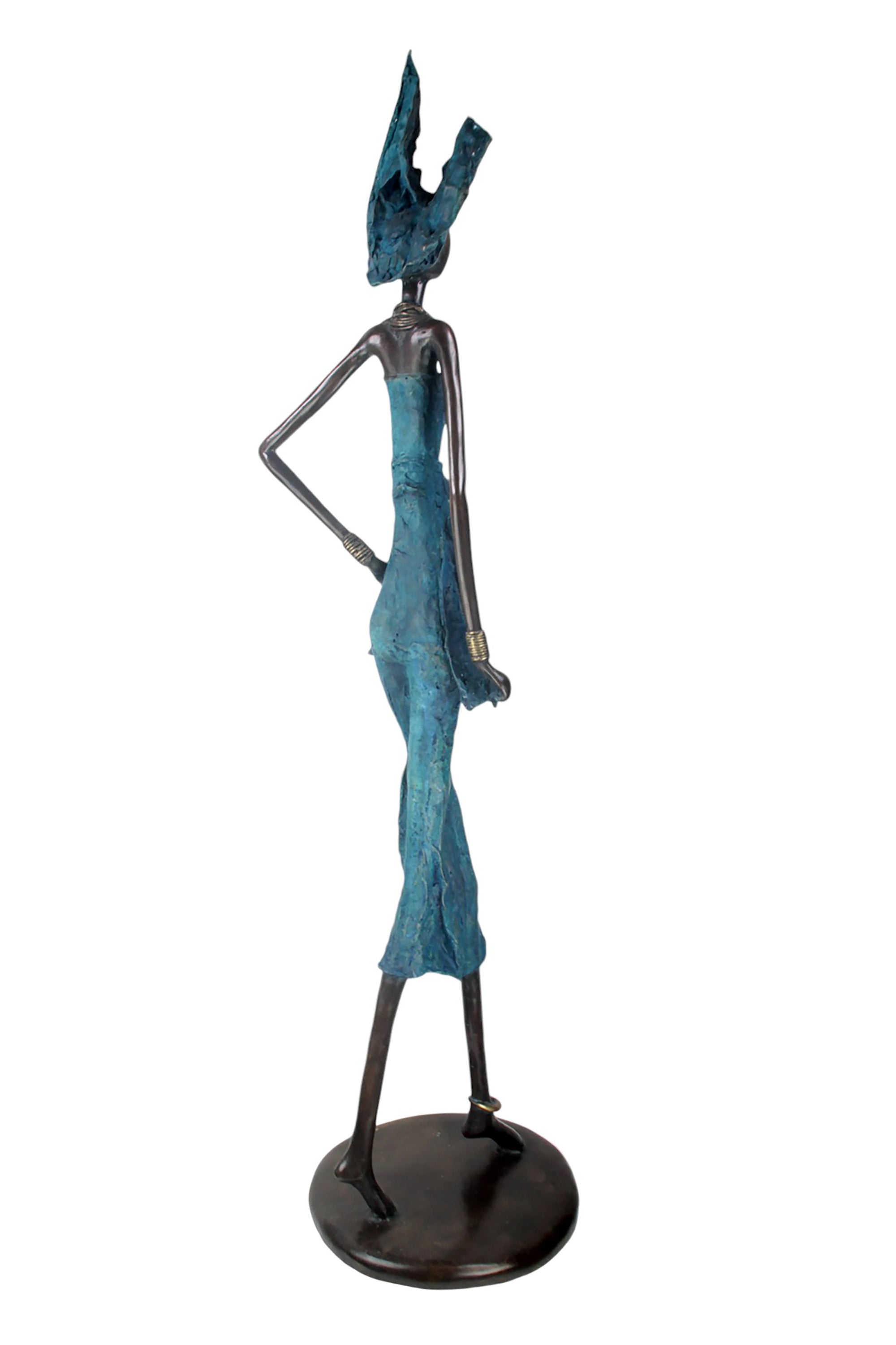 Bronze Issouf 130 cm bleu n°1 Bronzes d&#39;Afrique