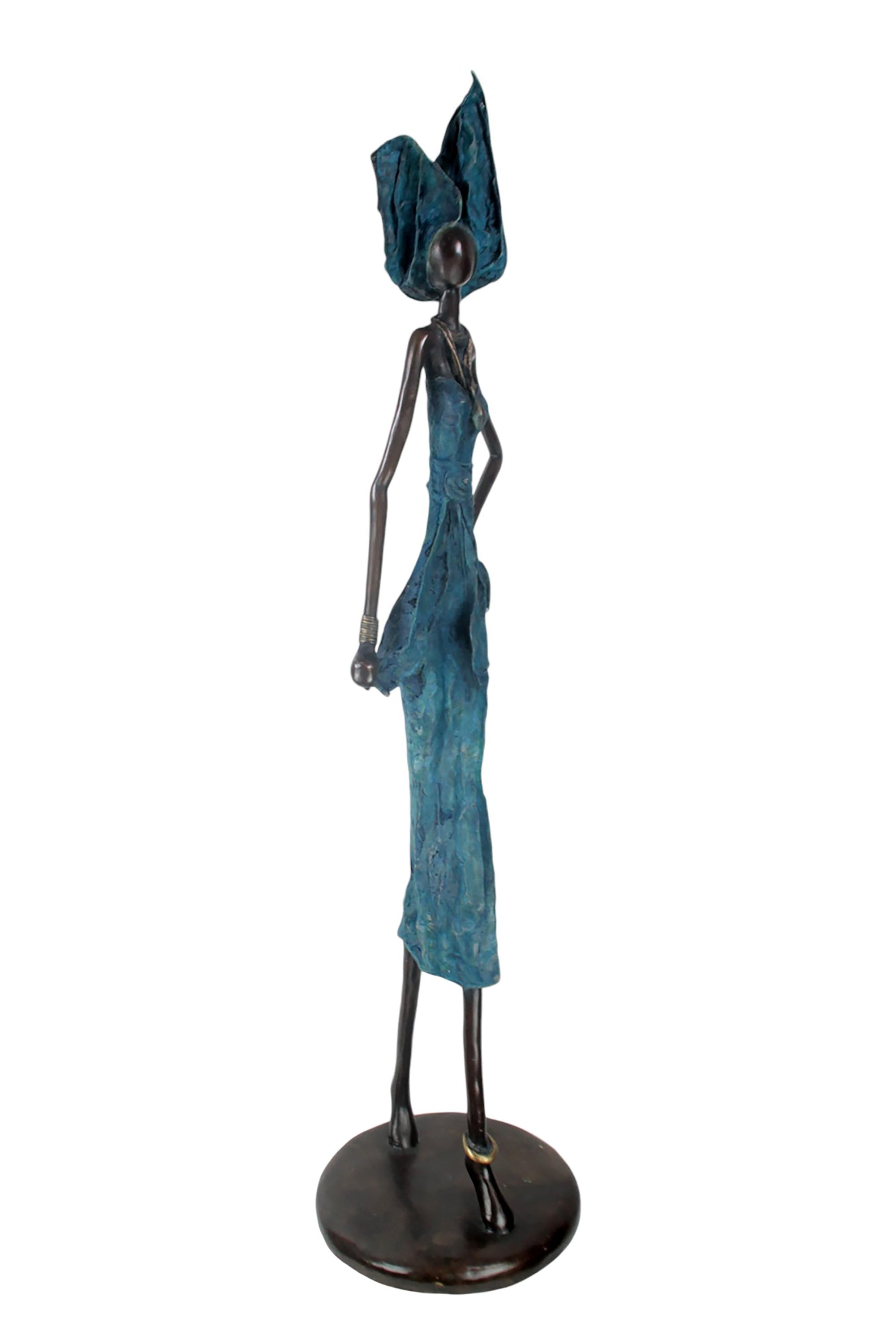 Bronze Issouf 130 cm bleu n°1 Bronzes d&#39;Afrique