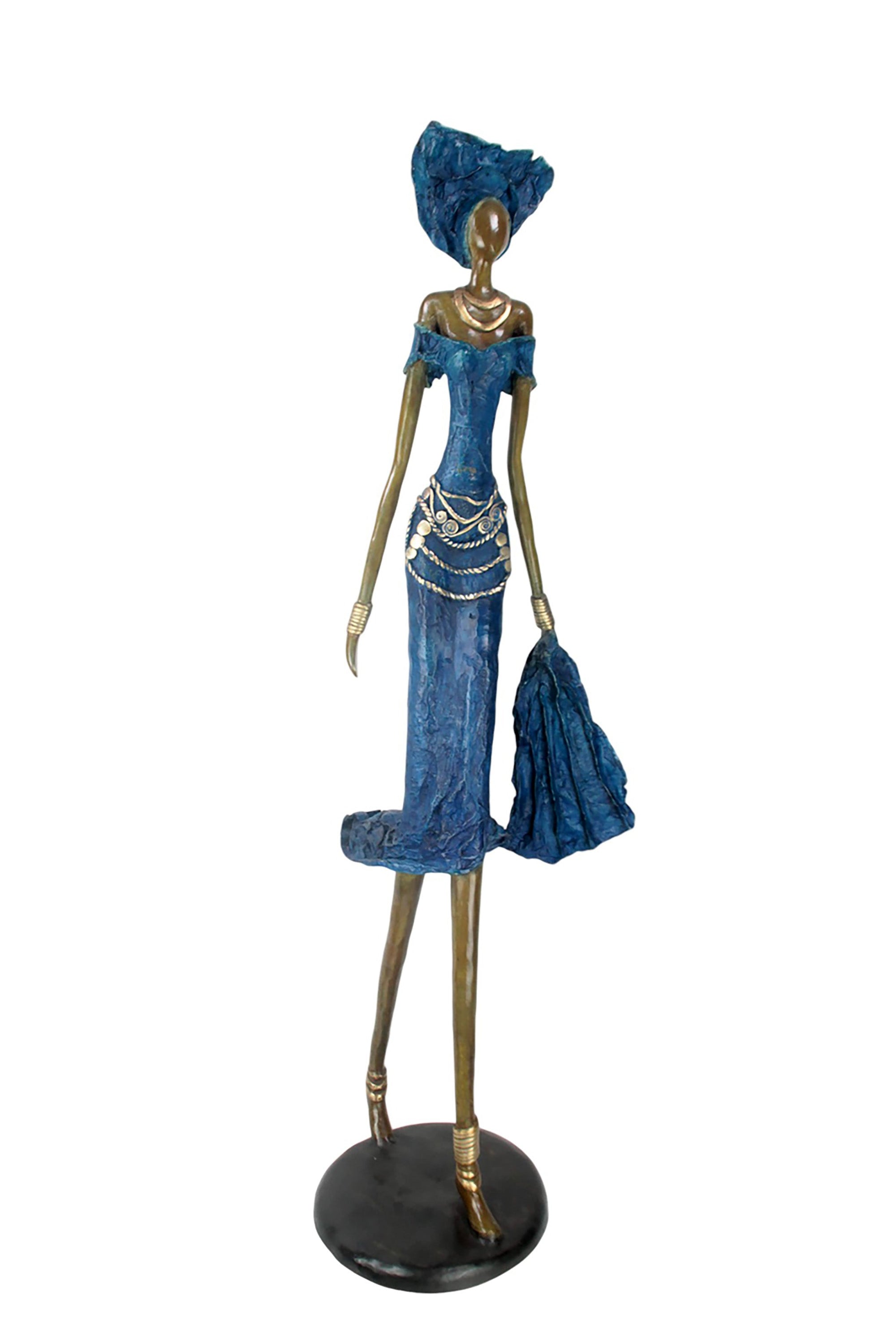 Bronze Issouf 120 cm bleu n°1 Bronzes d&#39;Afrique