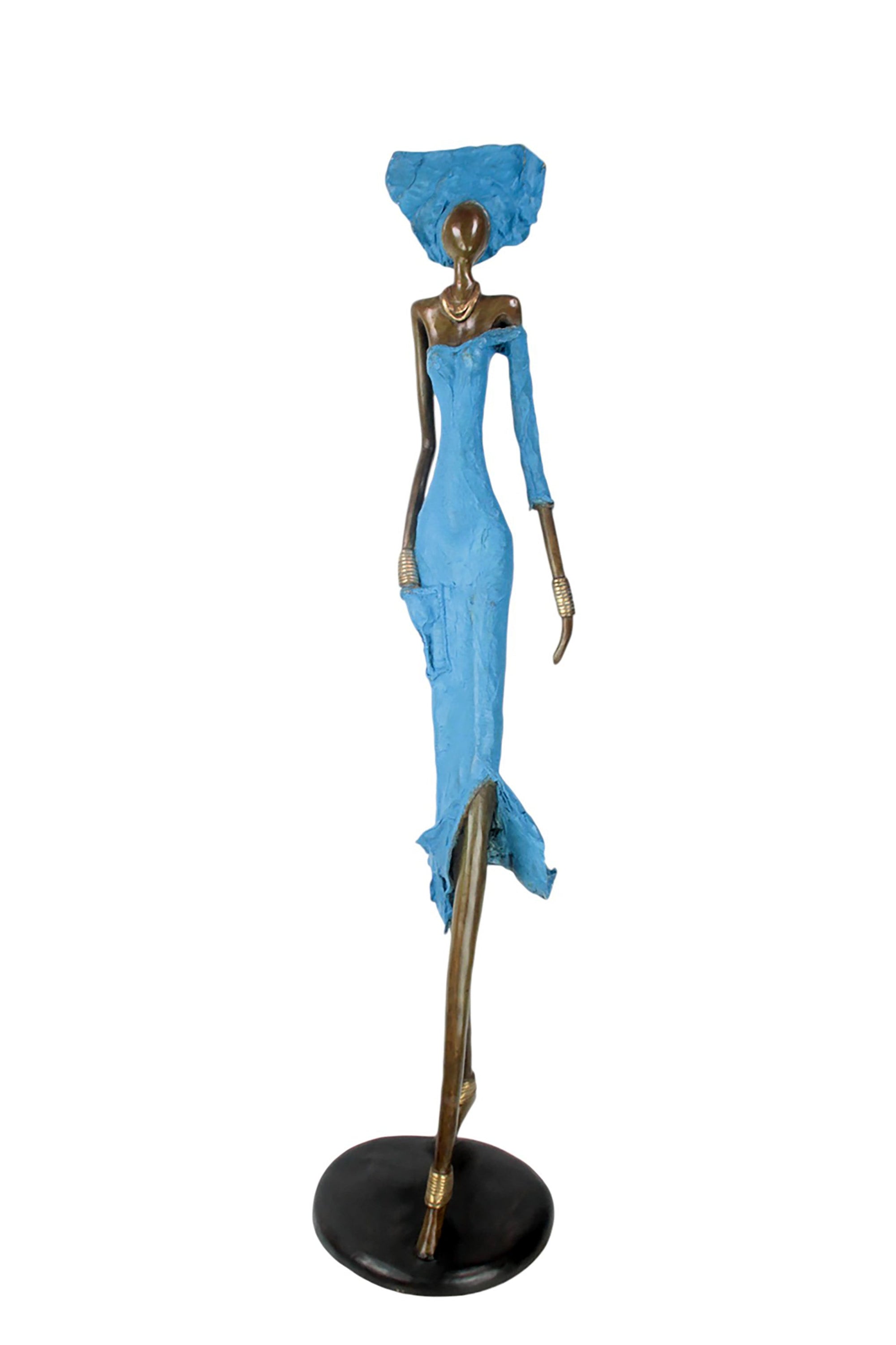 Bronze Issouf 120 cm bleu n°2 Bronzes d&#39;Afrique