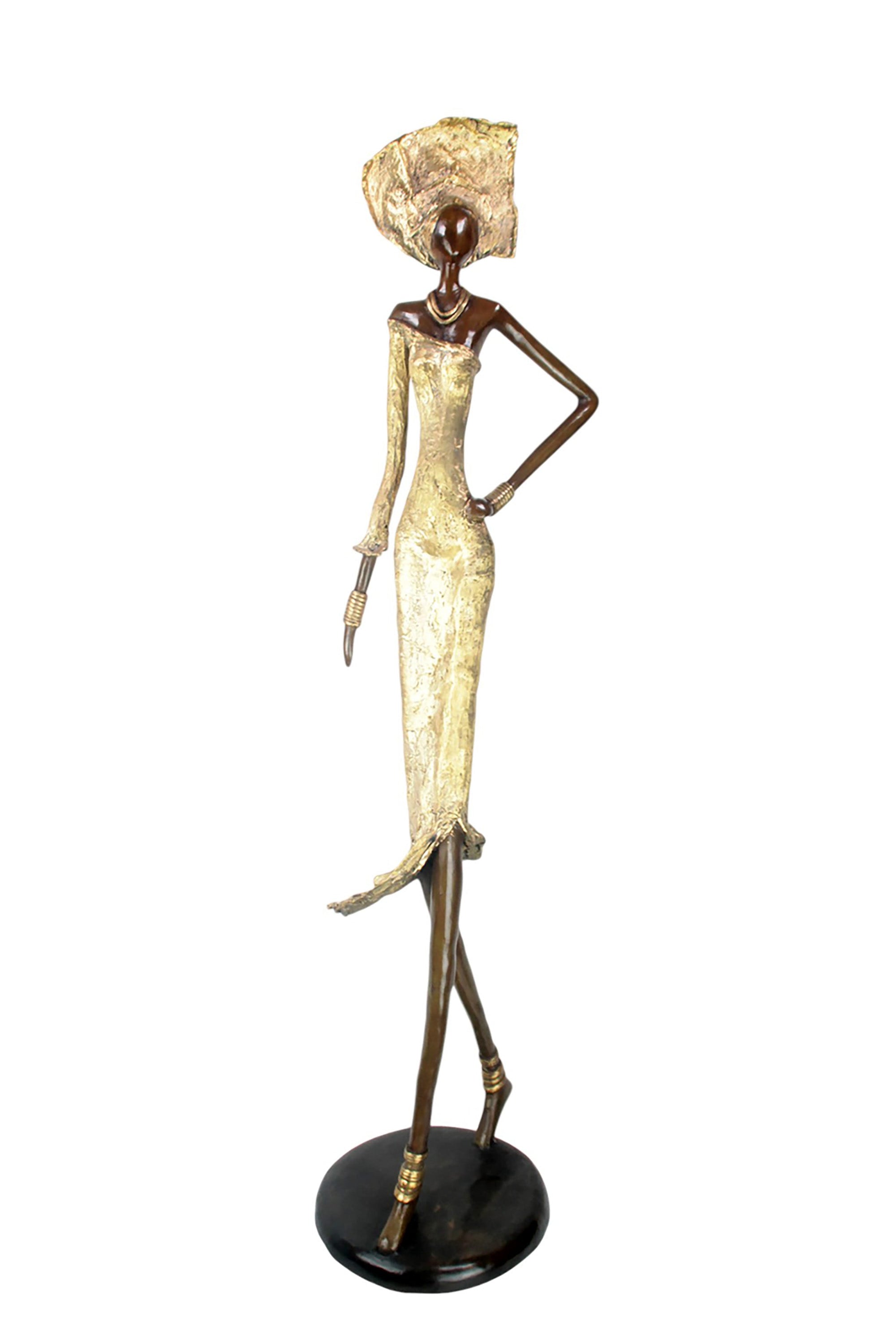 Bronze Issouf 120 cm doré n°1 Bronzes d&#39;Afrique