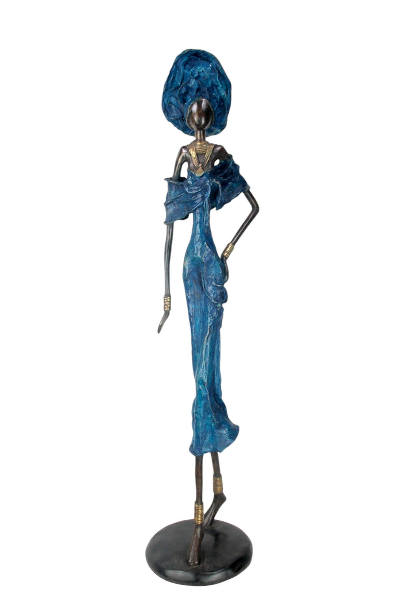Bronze Issouf 80 cm bleu n°3 Bronzes d&#39;Afrique