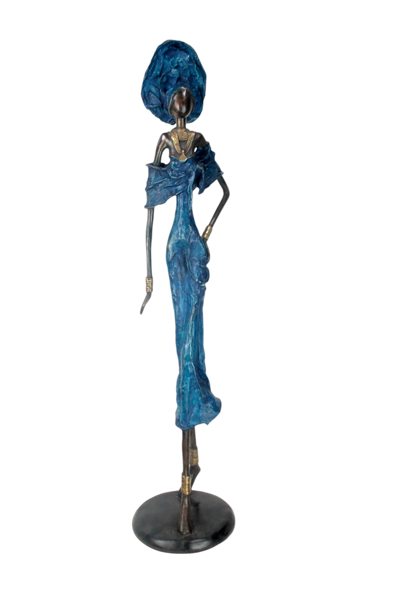 Bronze Issouf 80 cm bleu n°3 Bronzes d&#39;Afrique