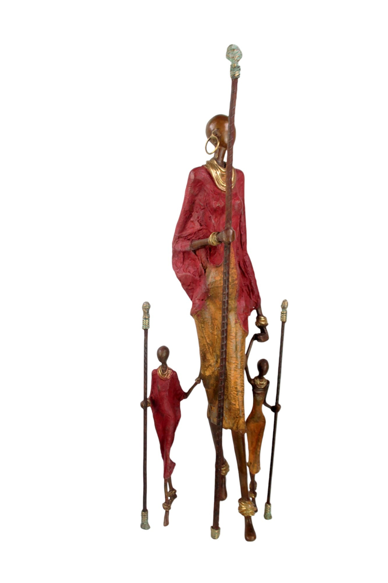 Bronze Issouf Massaïs 77 cm rouge n°1 Bronzes d&#39;Afrique
