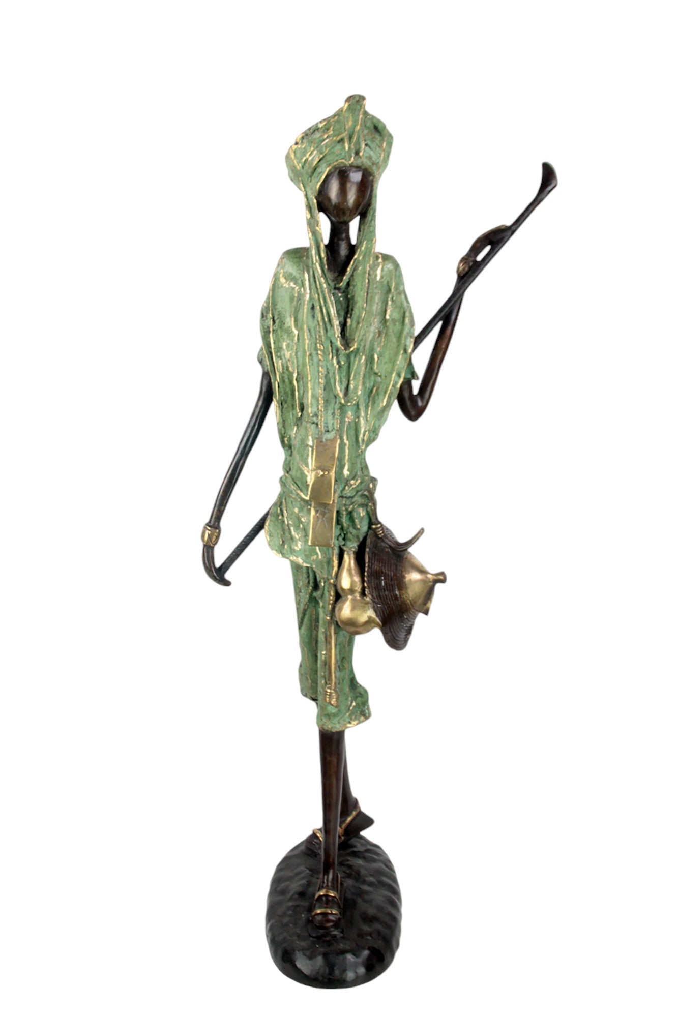 Bronze Issouf Berger Dogon 80 cm vert n°3 Bronzes d&#39;Afrique