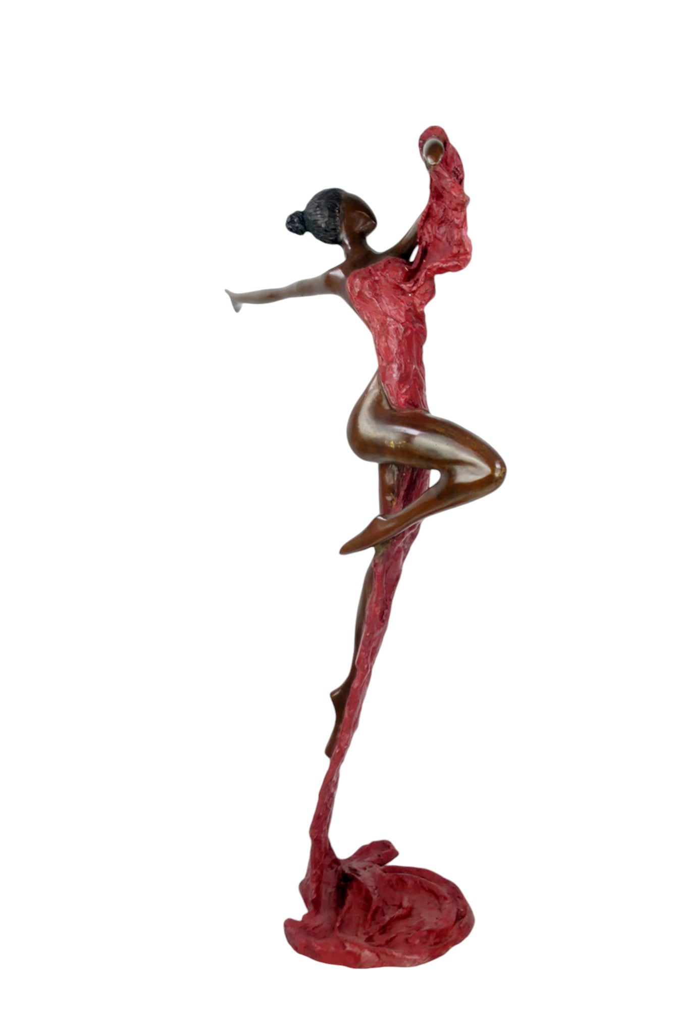 Bronze Issouf danseuse 70 cm rouge n°1 Bronzes d&#39;Afrique