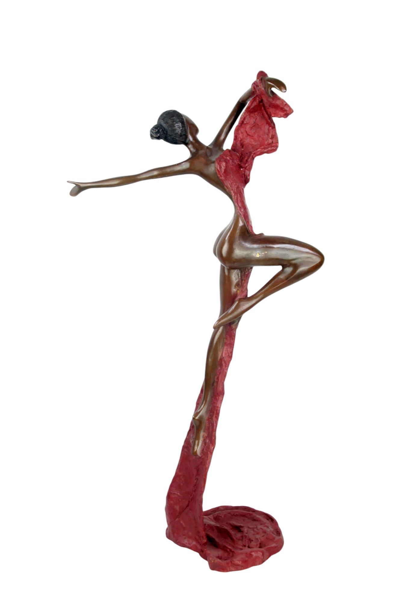 Bronze Issouf danseuse 70 cm rouge n°1 Bronzes d&#39;Afrique