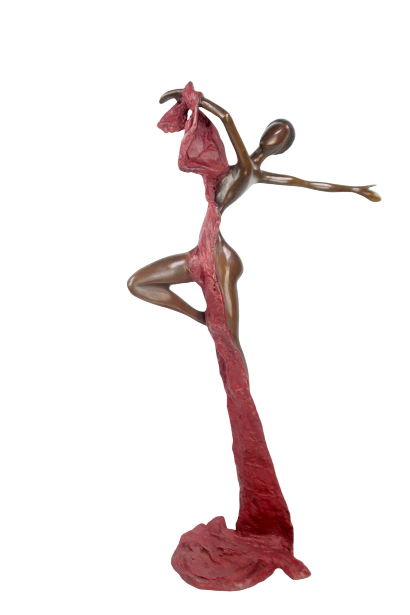 Bronze Issouf danseuse 70 cm rouge n°1 Bronzes d&#39;Afrique