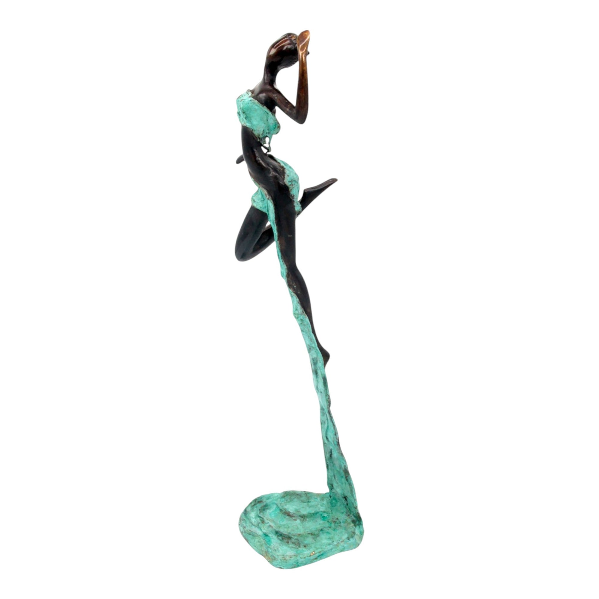 Bronze Issouf danseuse 50 cm turquoise n°1 Bronzes d&#39;Afrique