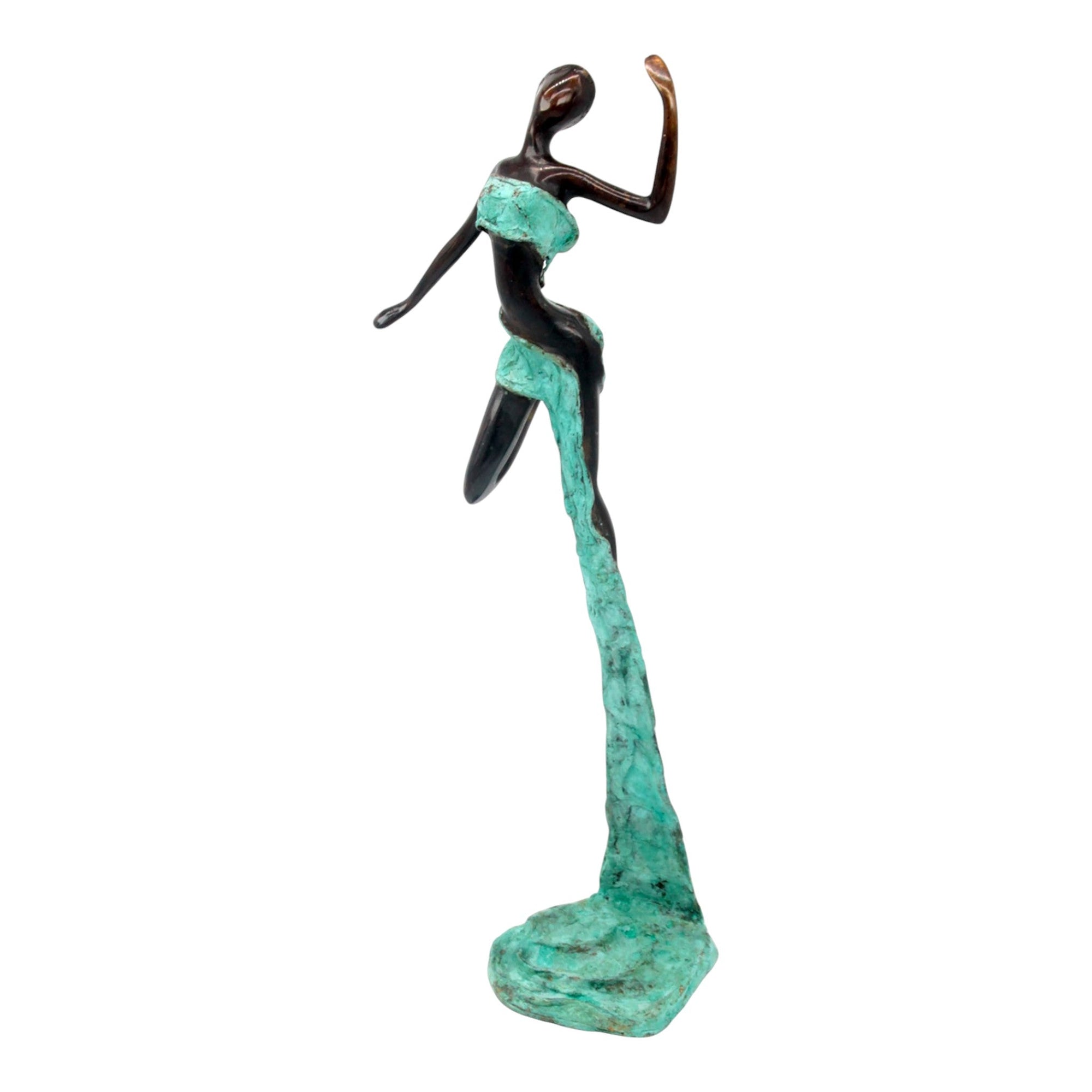 Bronze Issouf danseuse 50 cm turquoise n°1 Bronzes d&#39;Afrique