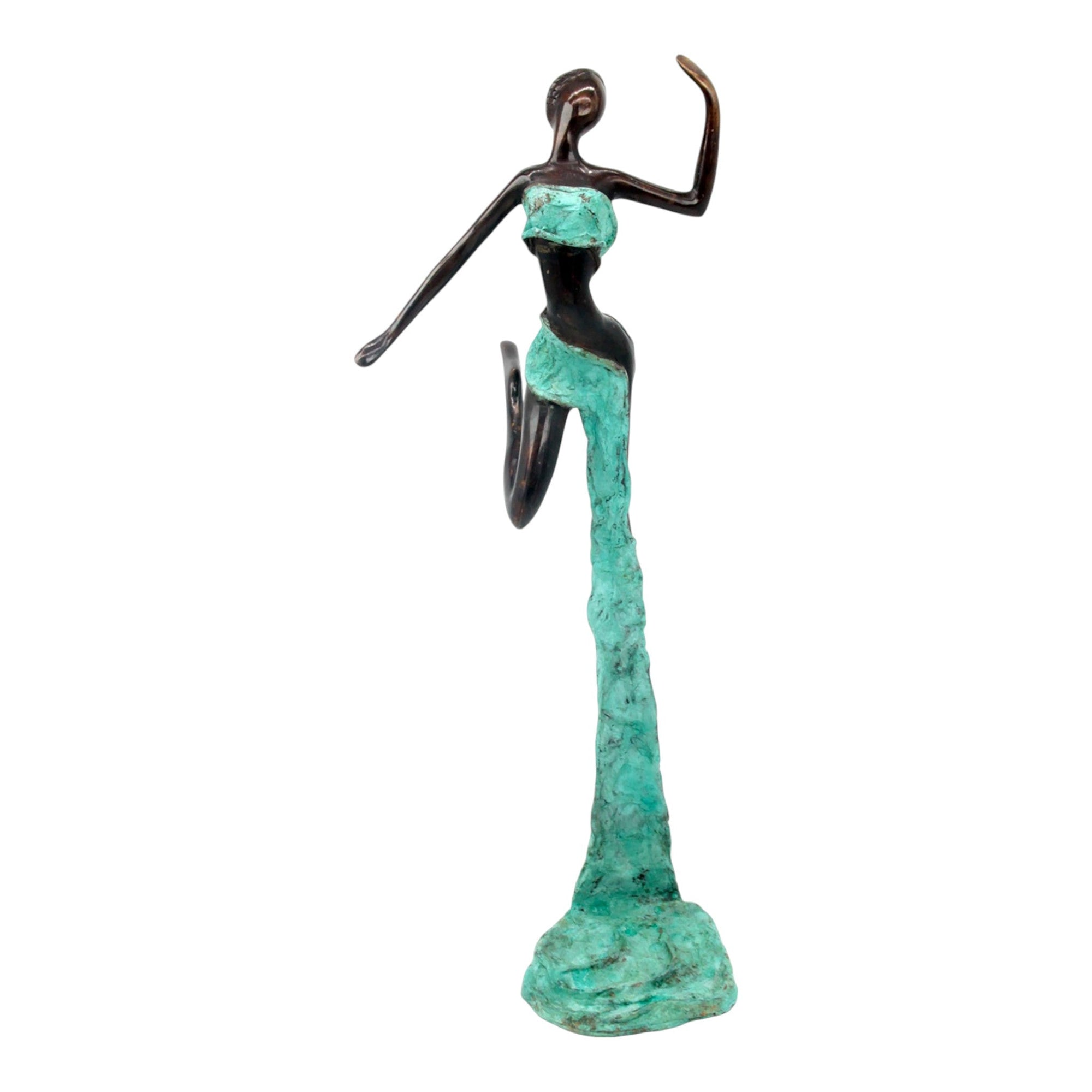 Bronze Issouf danseuse 50 cm turquoise n°1 Bronzes d&#39;Afrique