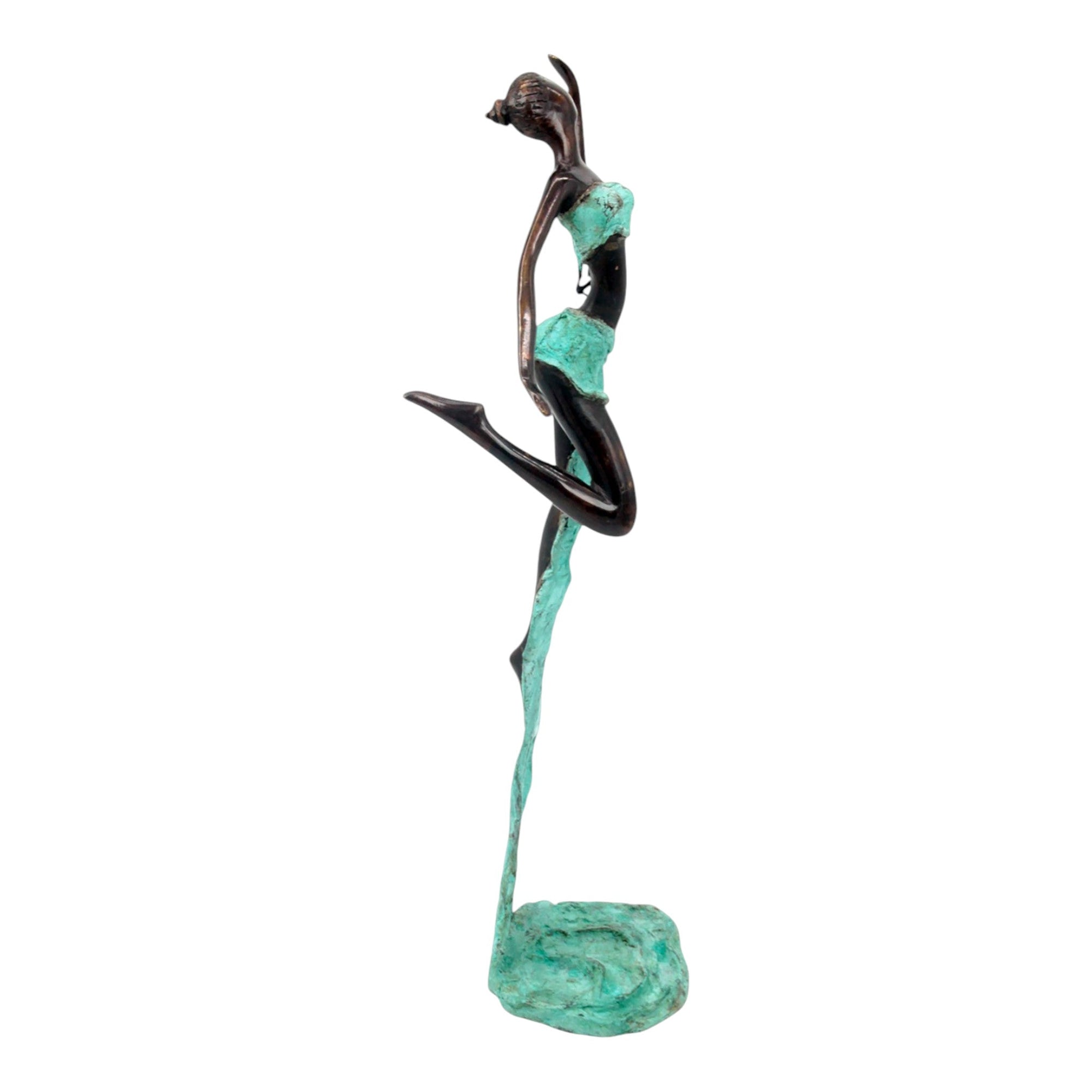Bronze Issouf danseuse 50 cm turquoise n°1 Bronzes d'Afrique