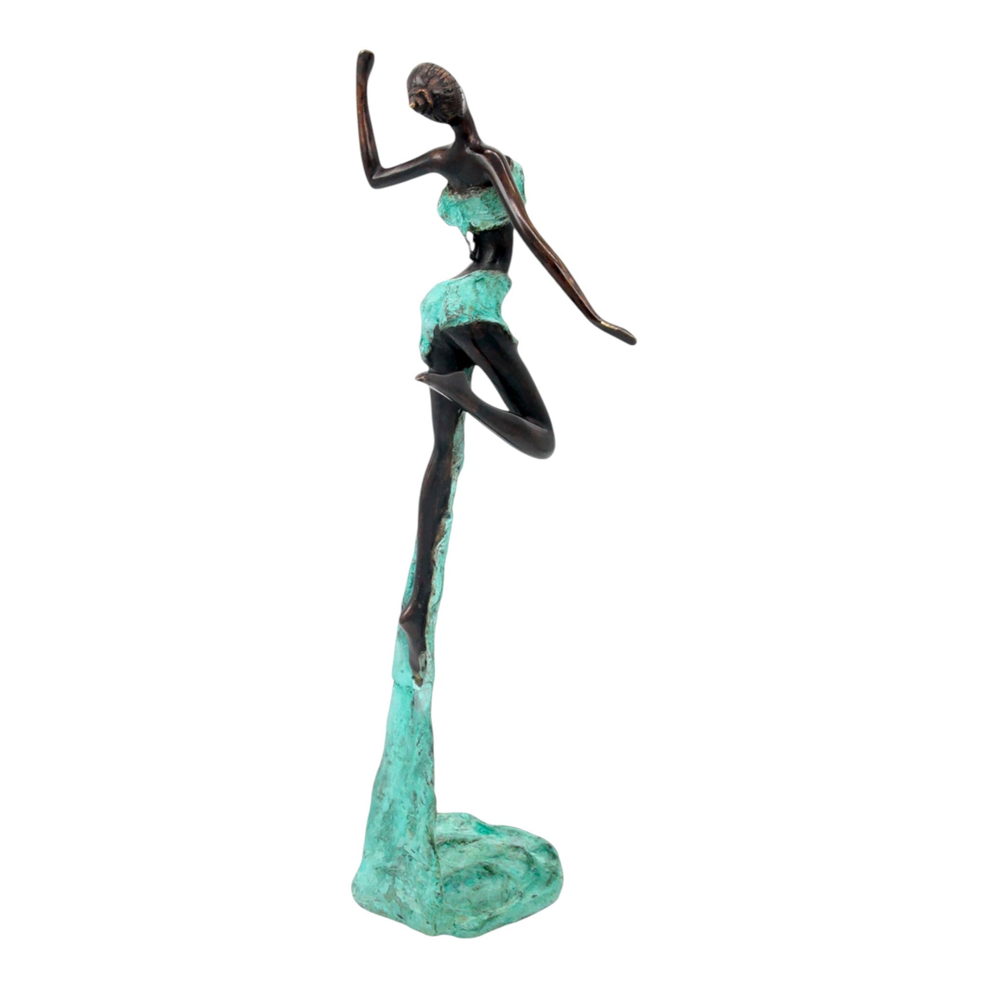 Bronze Issouf danseuse 50 cm turquoise n°1 Bronzes d'Afrique