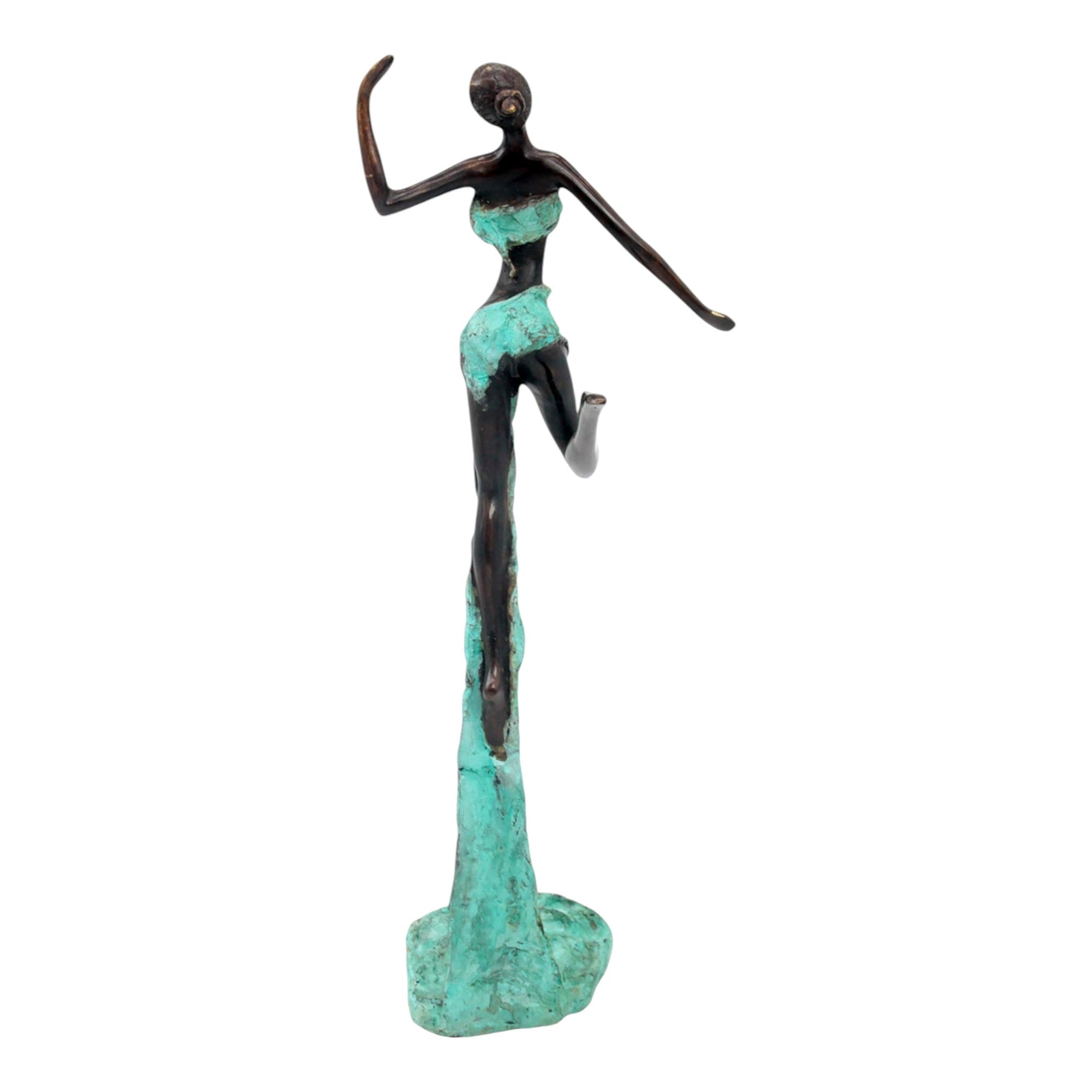 Bronze Issouf danseuse 50 cm turquoise n°1 Bronzes d'Afrique