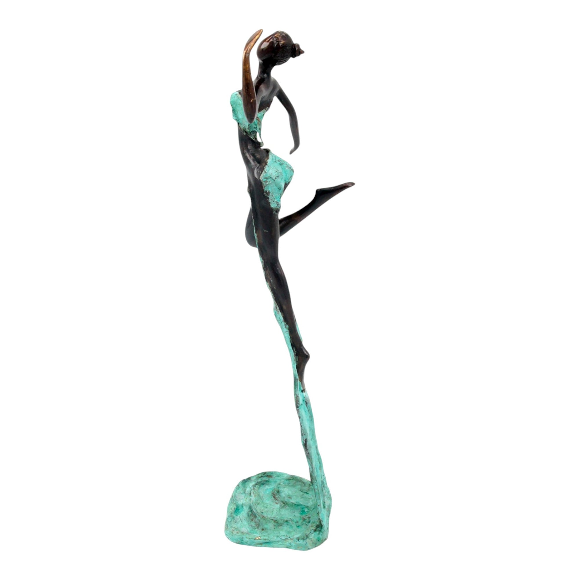 Bronze Issouf danseuse 50 cm turquoise n°1 Bronzes d'Afrique