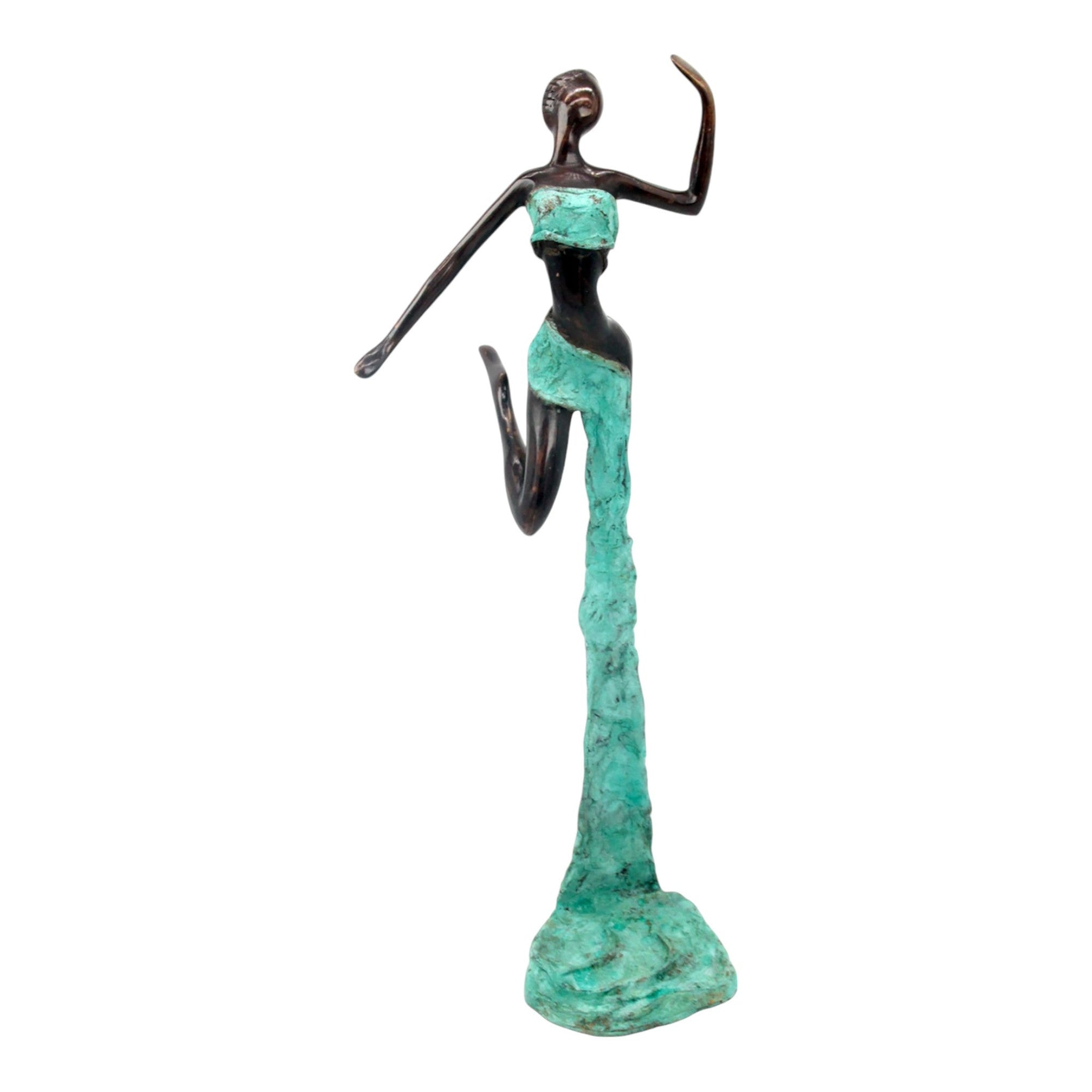 Bronze Issouf danseuse 50 cm turquoise n°1 Bronzes d&#39;Afrique