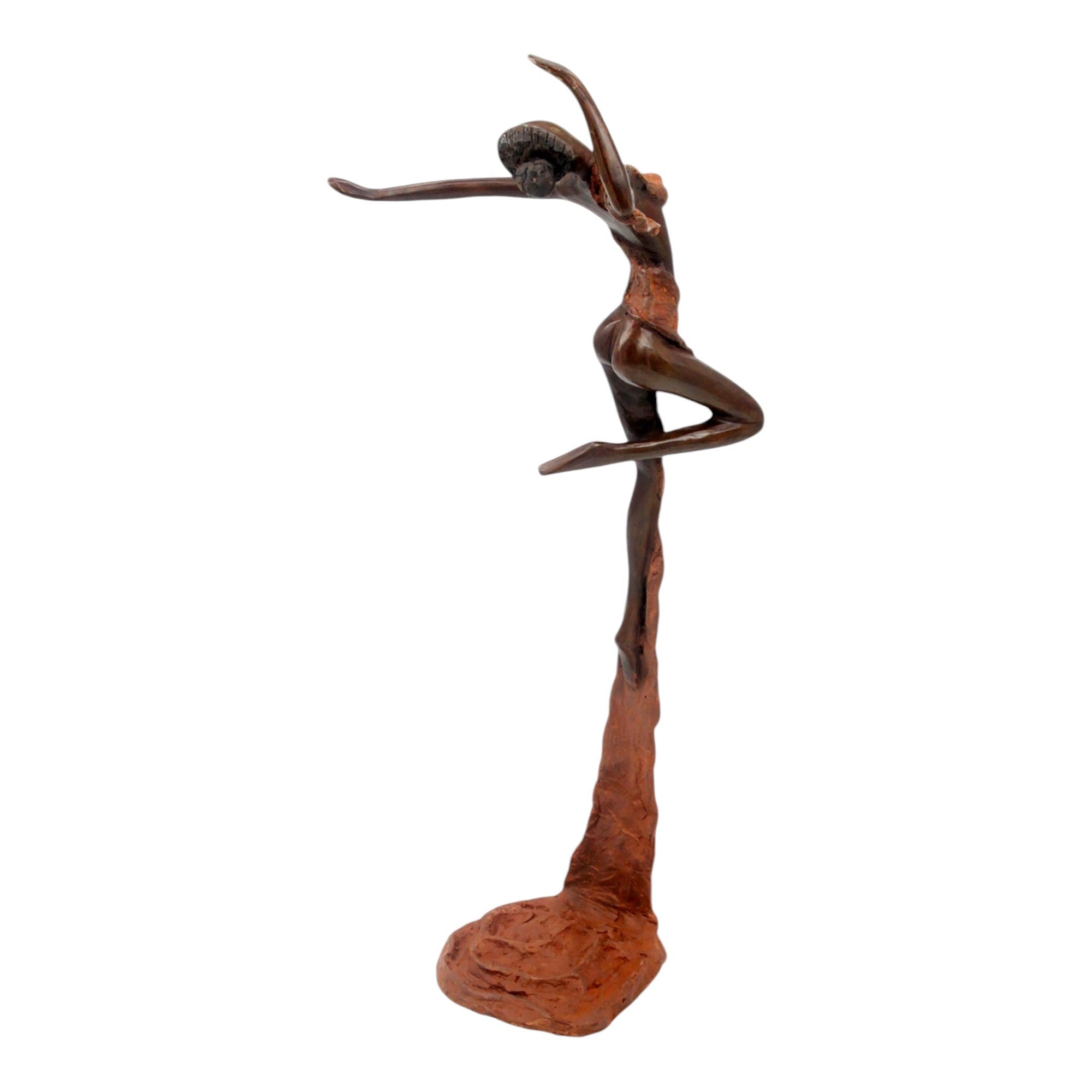 Bronze Issouf danseuse 50 cm marron n°1 Bronzes d&#39;Afrique